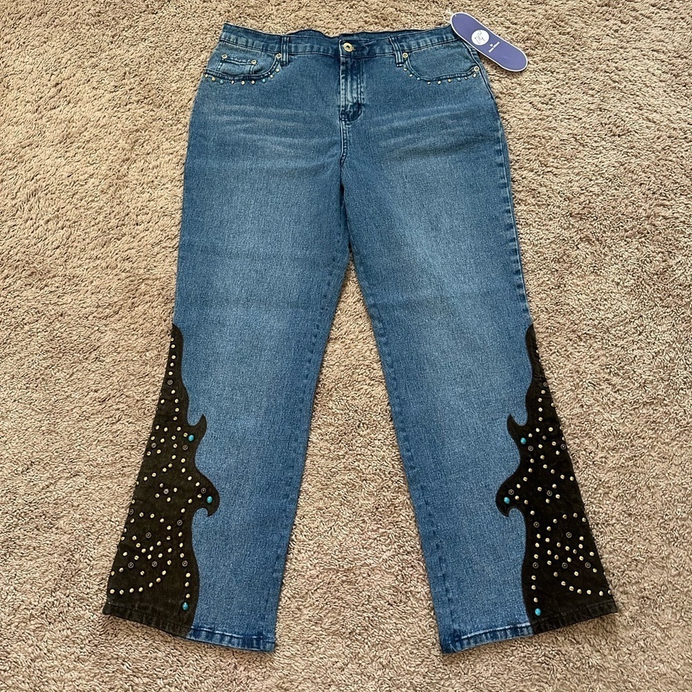 Diane Gilman Western Bootcut Embellished Jeans Size 12P